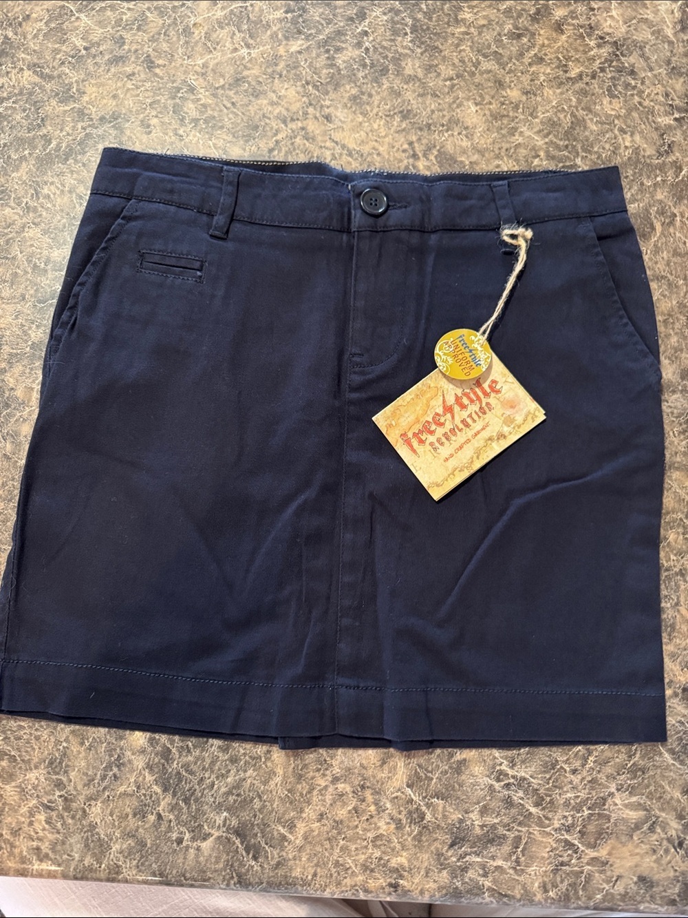 Freestyle Revolution Navy Mini Skirt with Front Button